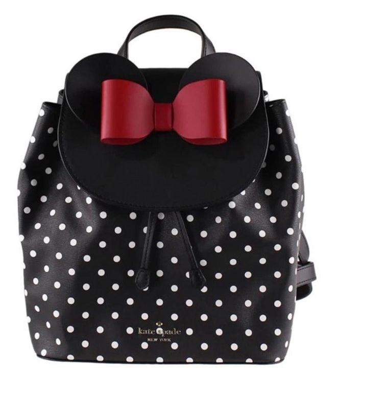 Kate Spade x Disney Minnie Mouse Backpack Black Polkadot With Bow Bnwt image 6