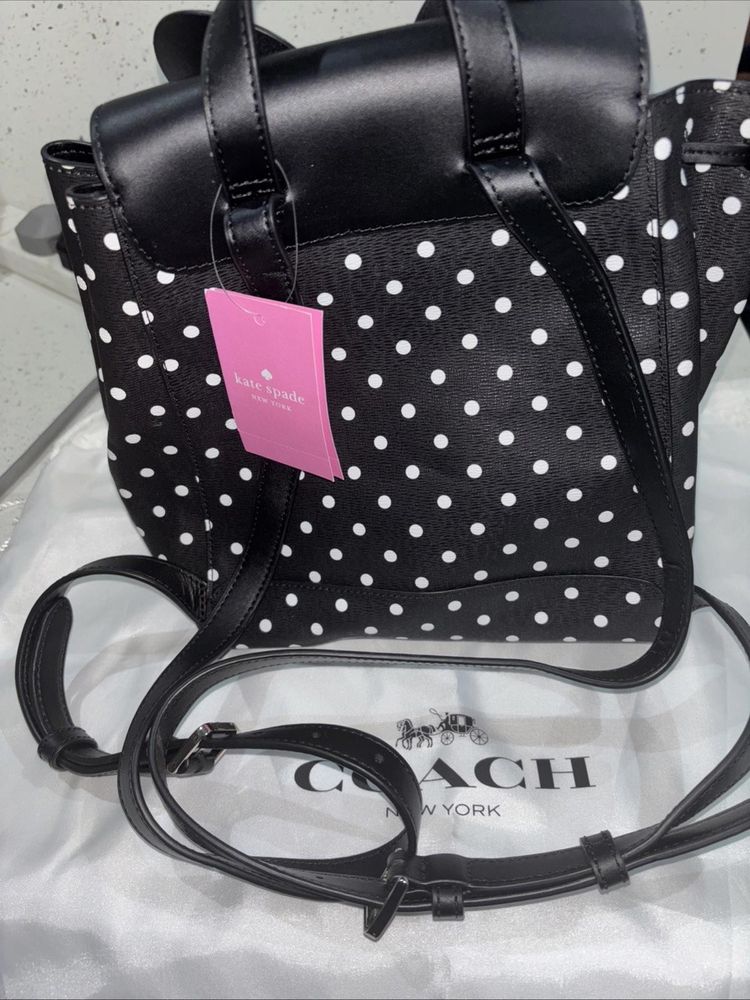 Kate Spade x Disney Minnie Mouse Backpack Black Polkadot With Bow Bnwt image 3