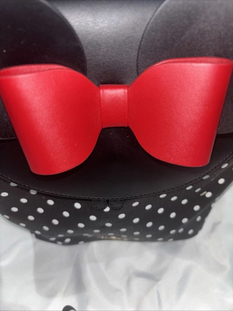 Kate Spade x Disney Minnie Mouse Backpack Black Polkadot With Bow Bnwt image 5