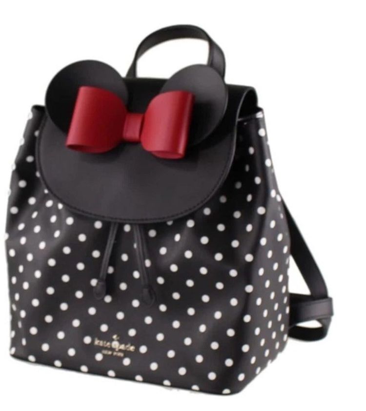 Kate Spade x Disney Minnie Mouse Backpack Black Polkadot With Bow Bnwt image 7