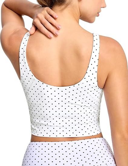 White Polka Dot Crop Top With Built-In Bra imagen 2