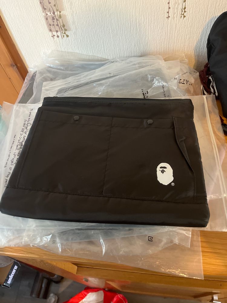 Black Pouch With White Ape Head Logo