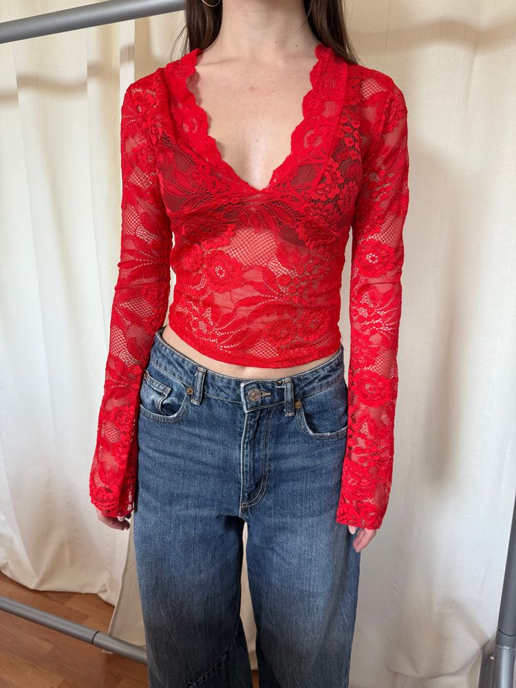 Other Vintage Red Lace Top product image