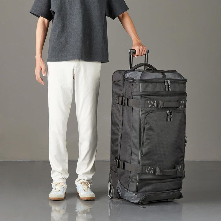 Black Ripstop Duffel Bag With Wheels image 1