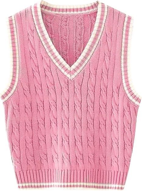Pink Cable Knit Sleeveless Sweater Vest image 2