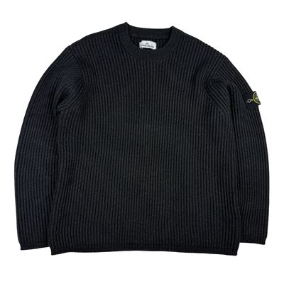 Stone Island 2021 Charcoal Ribbed Wool Crewneck - XL