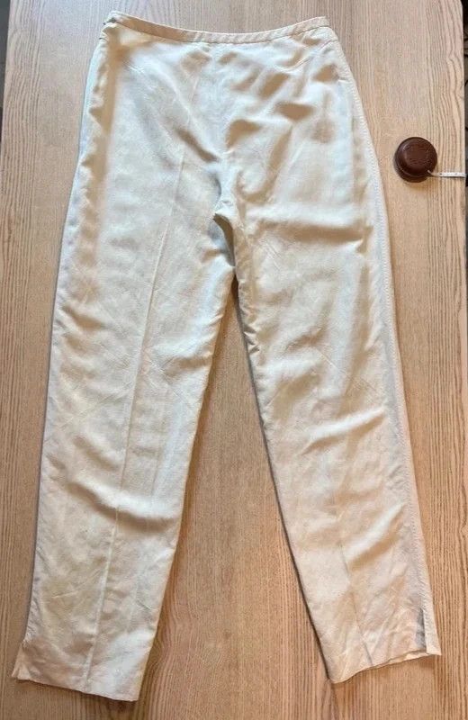 Globus Essentials – 51% Linen & 49% Silk Trousers – Ivory Cream – Straight Leg – Size 40 - 99€ imagen 2