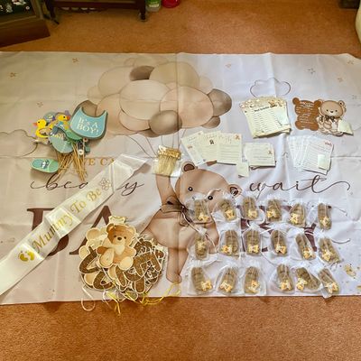 We Can Bearly Wait to Meet You Bear Baby Boy Shower Bundle