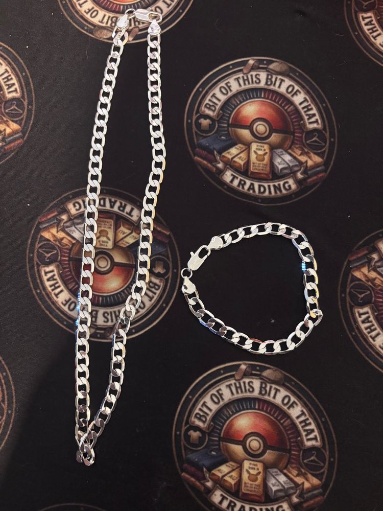 24inch Silver - PLATED Chain Necklace And Bracelet Set
