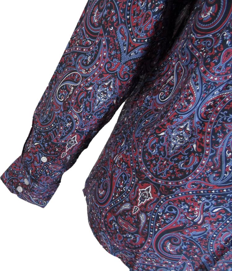 Relco Navy Paisley Long Sleeved Retro Mod Button Down Shirt image 3