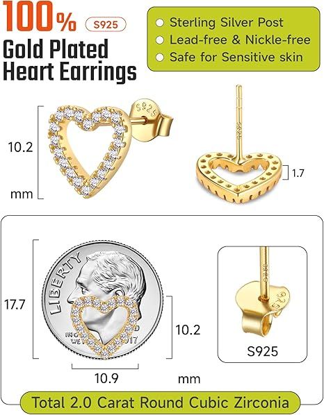 Gold Plated Heart Earrings 3
