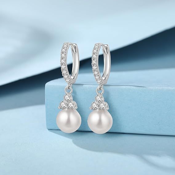 Silver Pearl Drop Earrings 3