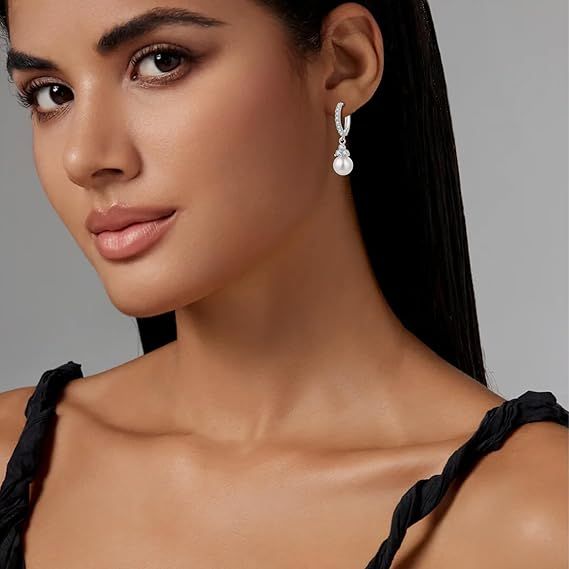 Silver Pearl Drop Earrings 5
