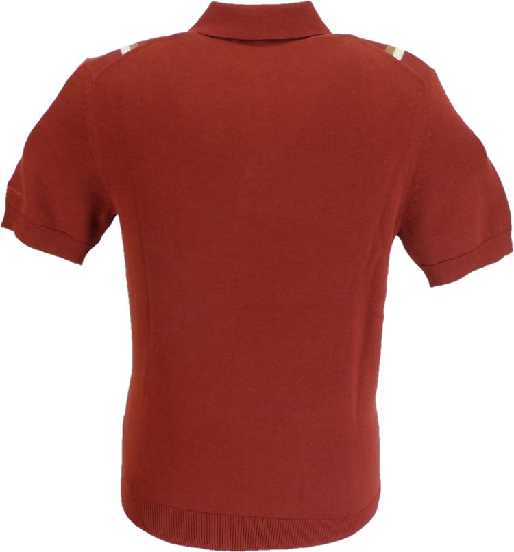 Ben Sherman Sienna Red Knitted Striped Mod Polo Shirt image 3