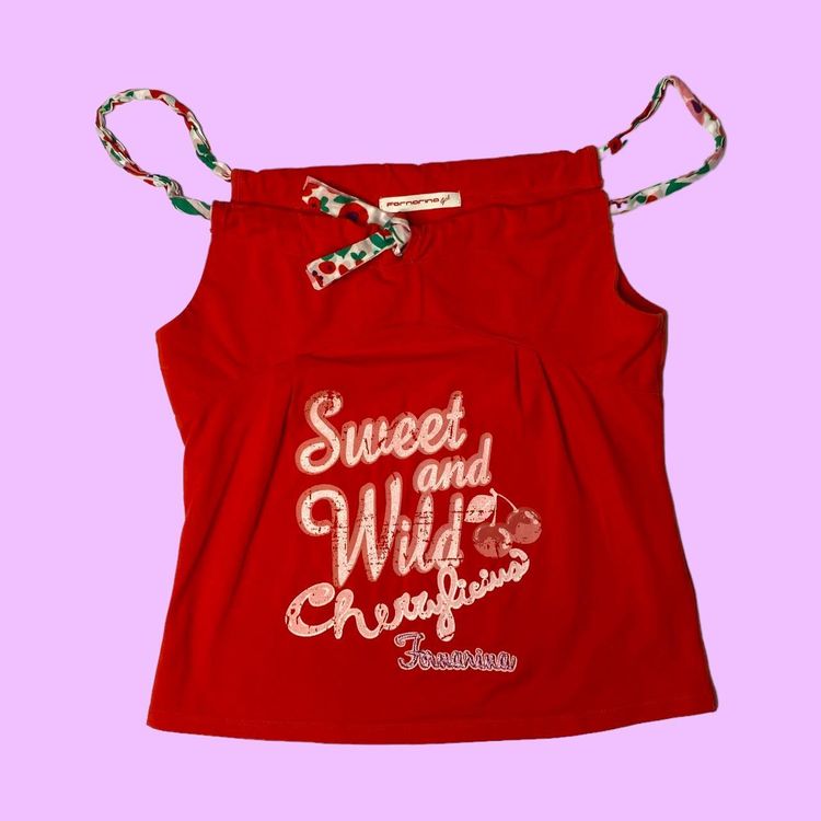 Other 90s 00s cherry print top with tie neckline  product image