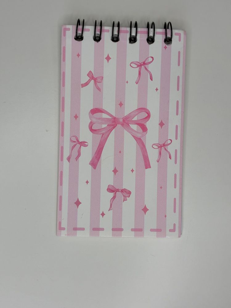 Pink And White Bow Patterned Spiral Notebooks