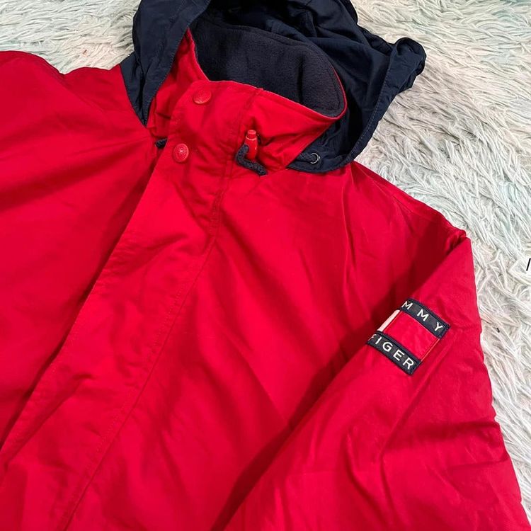 Vintage 90s Red Tommy Hilfiger Fleece Jacket - Large image 2