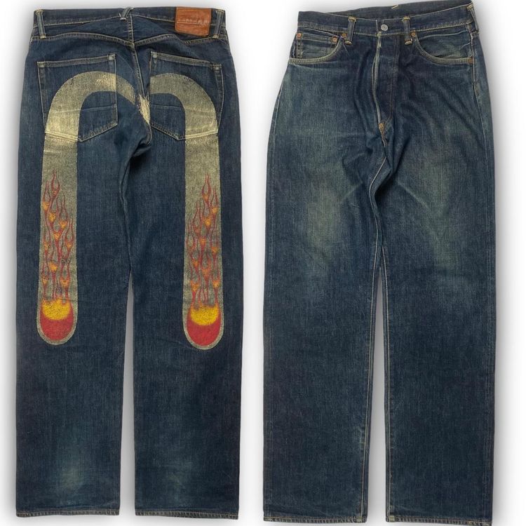 Authentic Evisu Exclusive Flame Daicock Baggy Fit Japanese Selvedge Denim Jeans 2