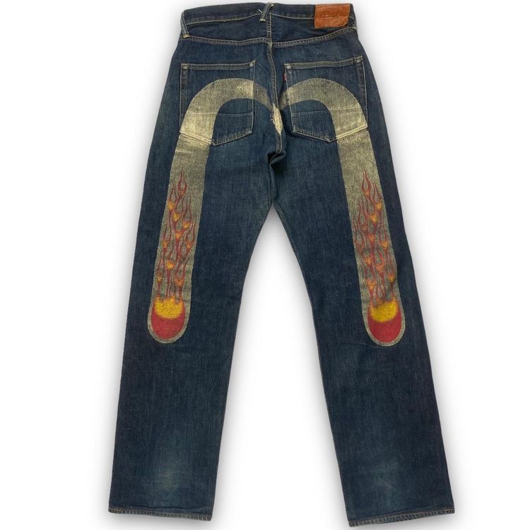 Authentic Evisu Exclusive Flame Daicock Baggy Fit Japanese Selvedge Denim Jeans