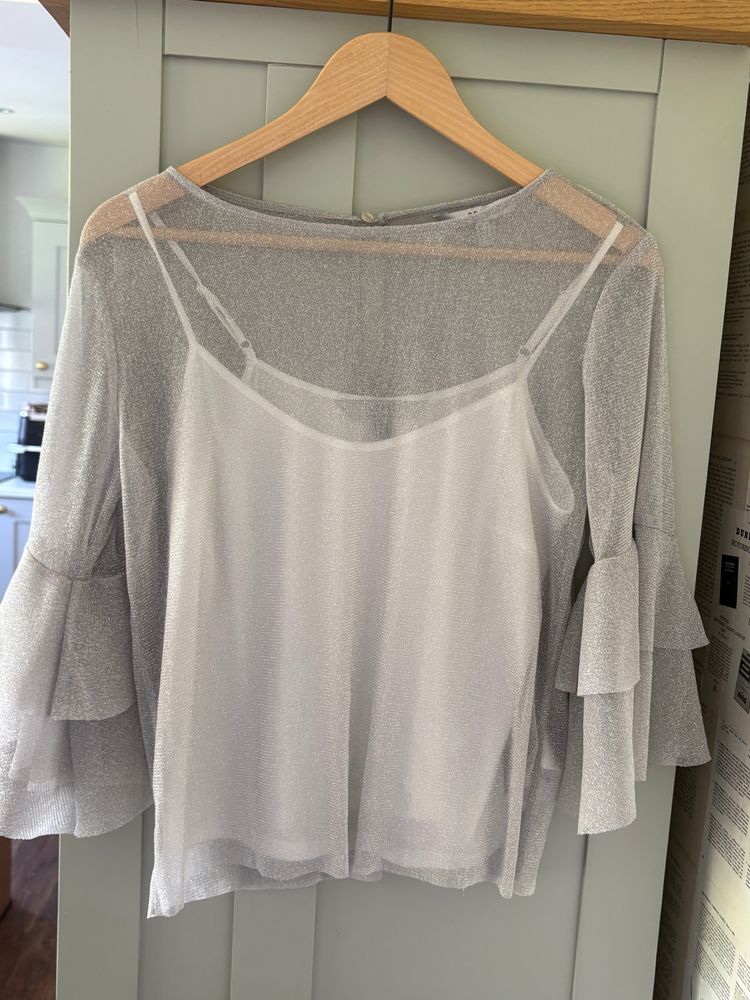 Coast Coast women's layered silver shimmer top with camisole product image
