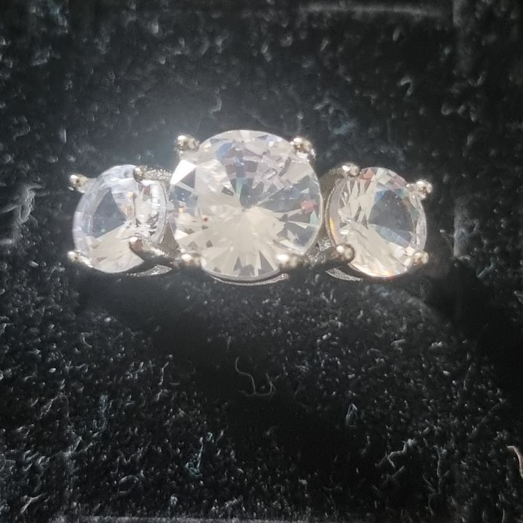 Silver Ring With Three Clear Stones