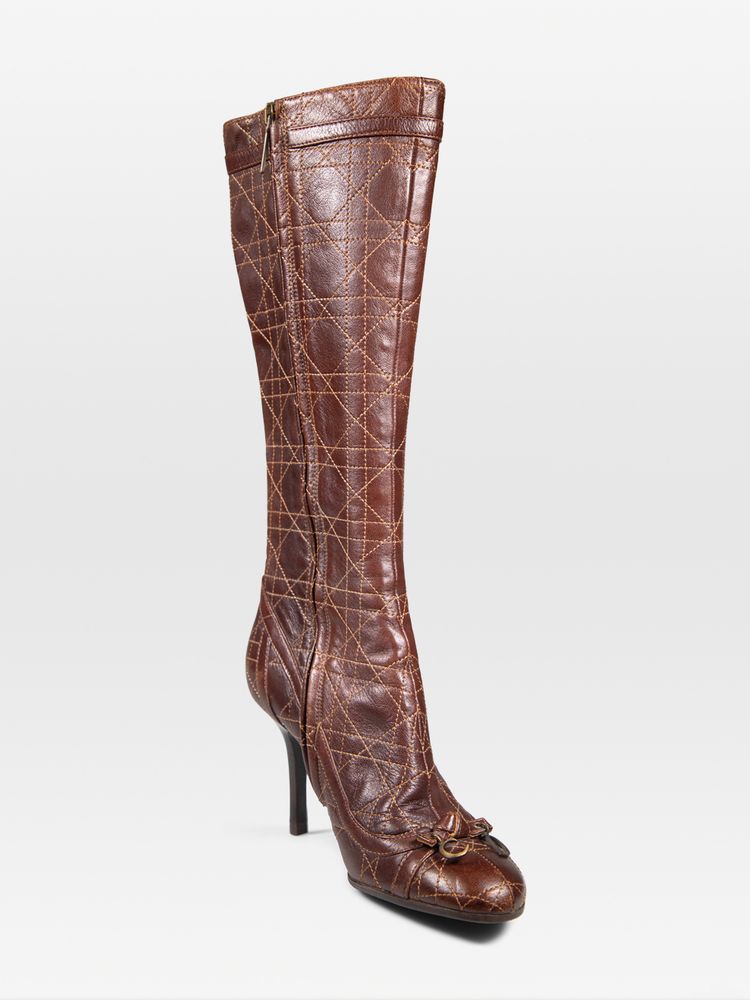 Dior  Dior Brown Leather Cannage Logo Boots product image