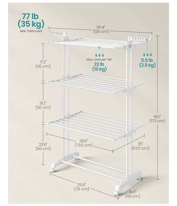 Songmics Large Clothes Airer Foldable Clothes Drying Rack imagen 2