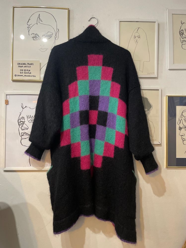 Other black cardigan with colorful geometric pattern product image