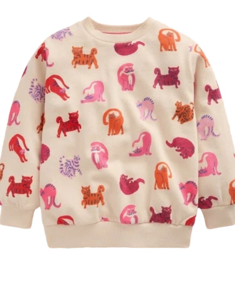 Girls Mini Boden Long Sleeve Printed Sweatshirt In Beige image 4