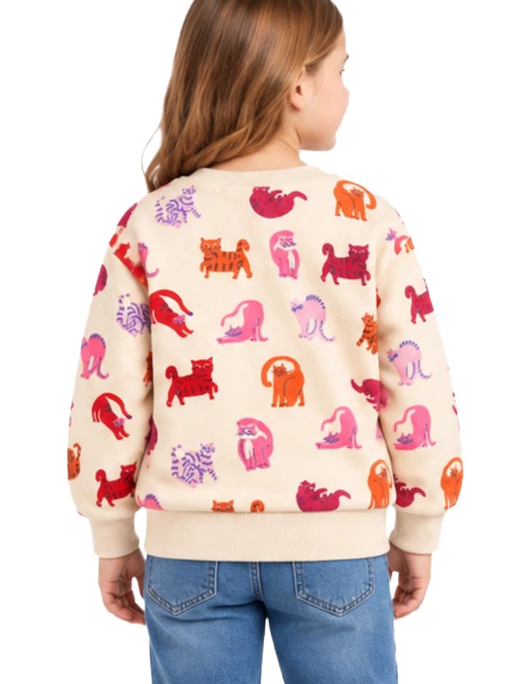 Girls Mini Boden Long Sleeve Printed Sweatshirt In Beige image 3