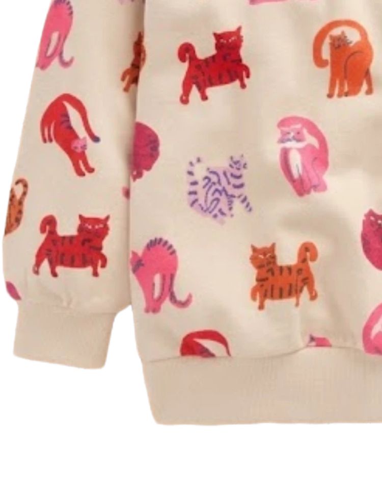 Girls Mini Boden Long Sleeve Printed Sweatshirt In Beige image 5
