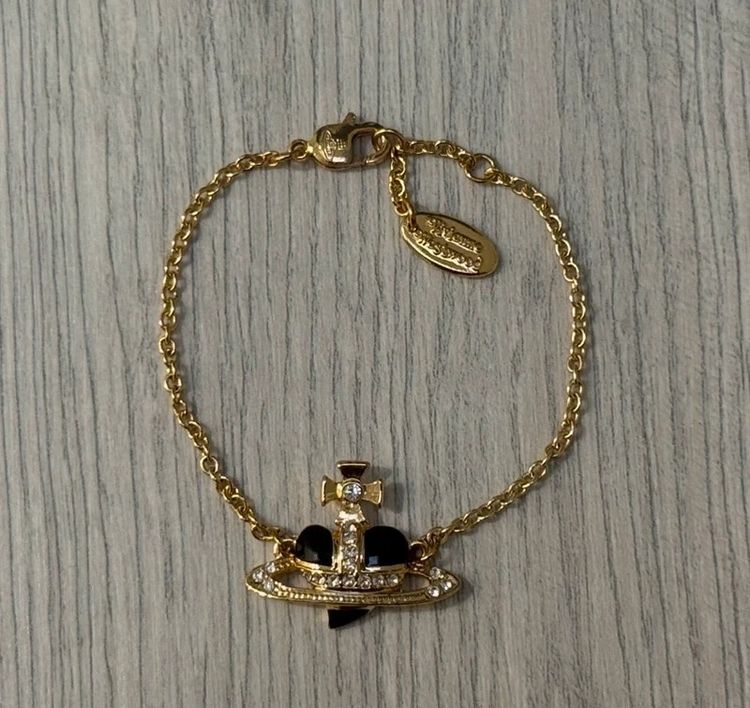 Gold-Tone Bracelet With Black And Clear Stone Embellishments image 1