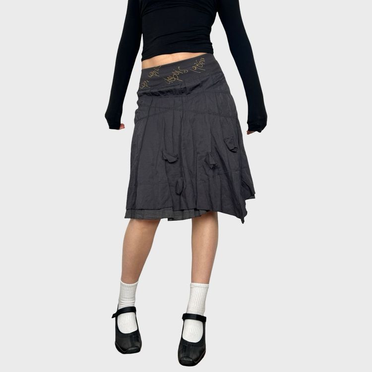 Cop Copine Grey Ruffle Midi Skirt - M