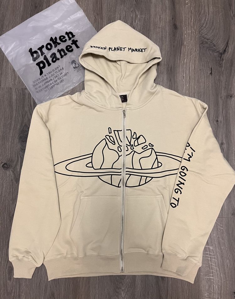 Broken Planet Broken Planet Beige I’m Going To Outer Space Zip-Up product image
