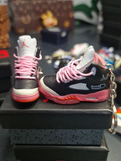 Black And Pink Jordan 4 Sneaker Keychain