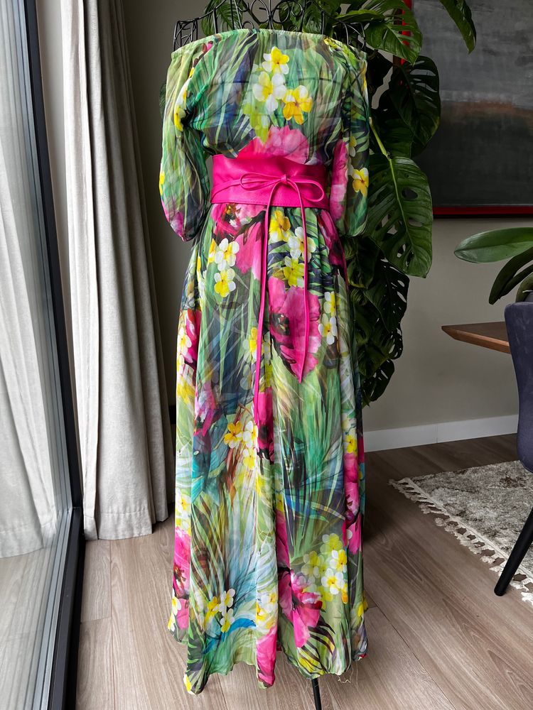 Other Floral Maxi Dress With Pink Belt product image