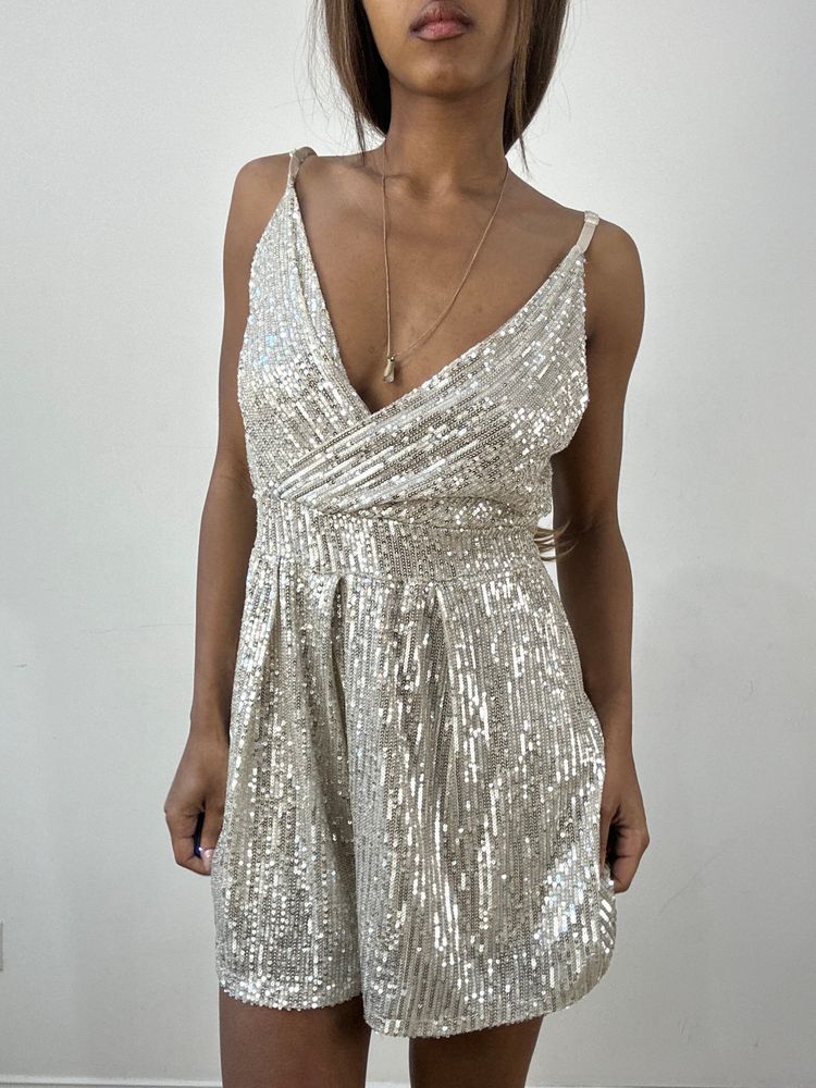 BEST PICKS | small silver sequin romper image 1