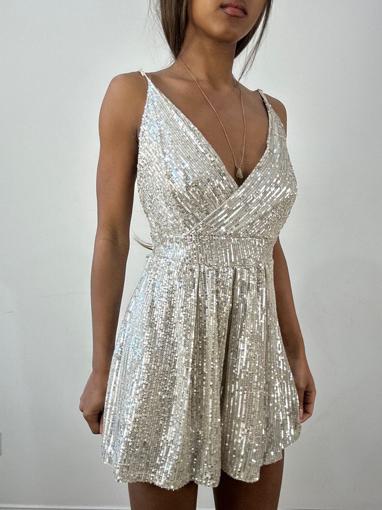 BEST PICKS | small silver sequin romper image 5