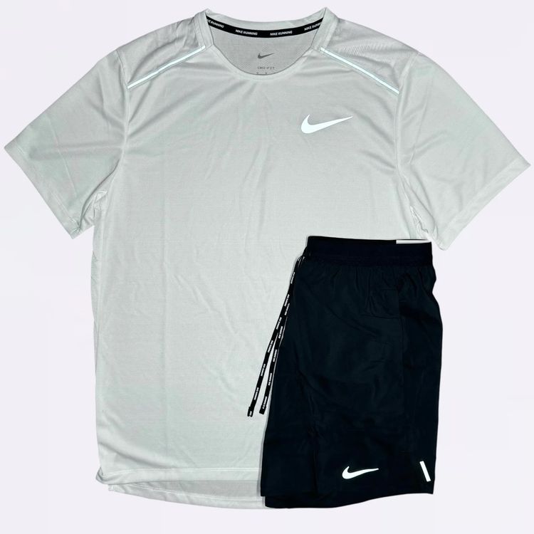 Nike Men's White Short Sleeve T-Shirt And Black Shorts Set