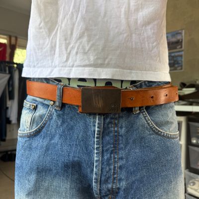 Gstar 2000's metal buckle orange leather belt (OS)