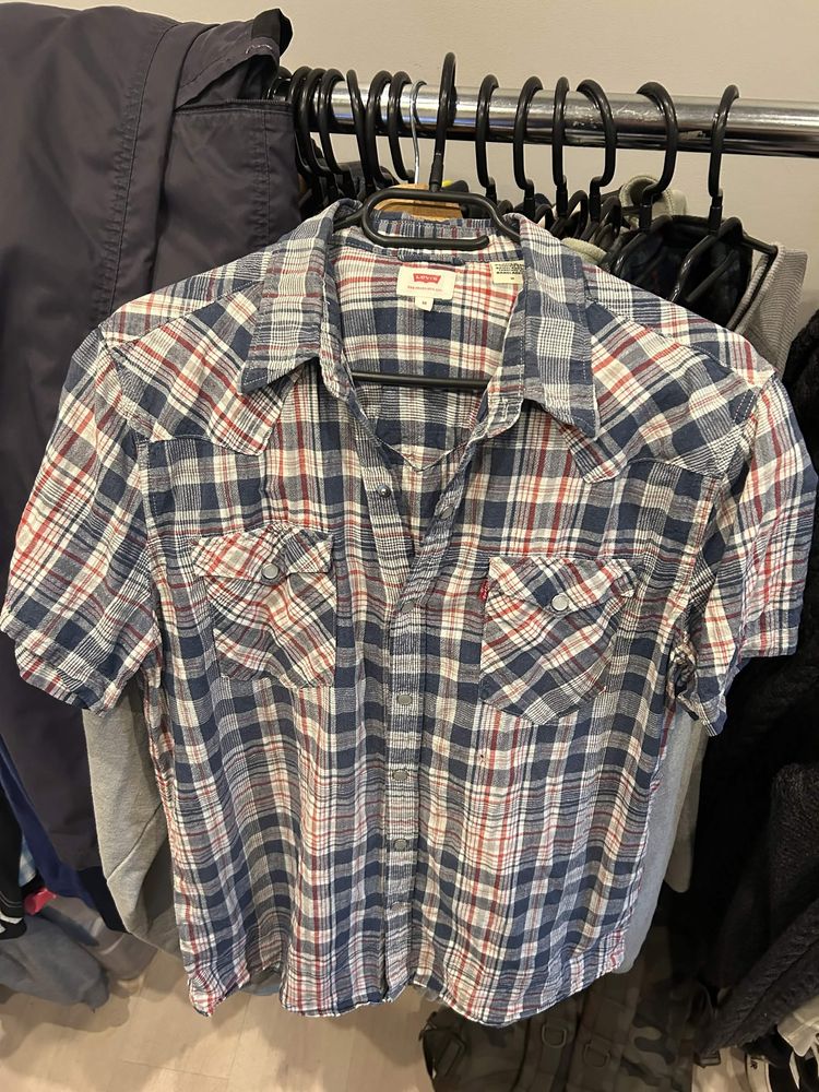 Levi'S Short Sleeve Plaid Shirt Size M