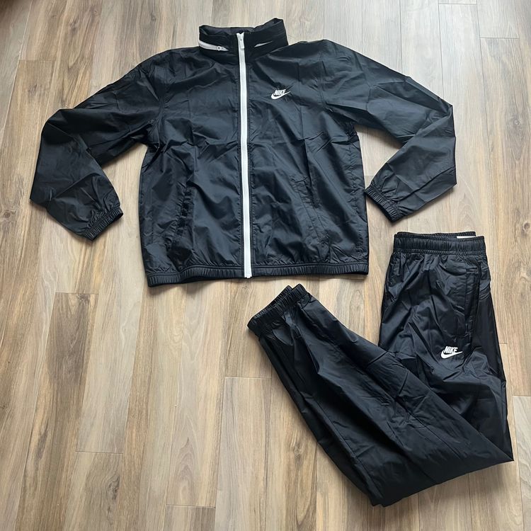 BNWT Nike Woven NSW Windbreaker Tracksuit Top & Bottoms 2 Piece Set, Black 