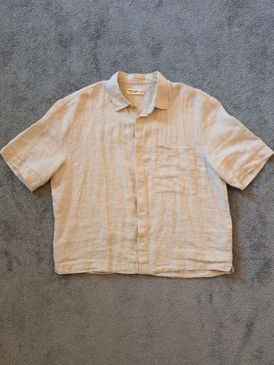 Pull&Bear Beige Linen Short Sleeve Shirt 73×68