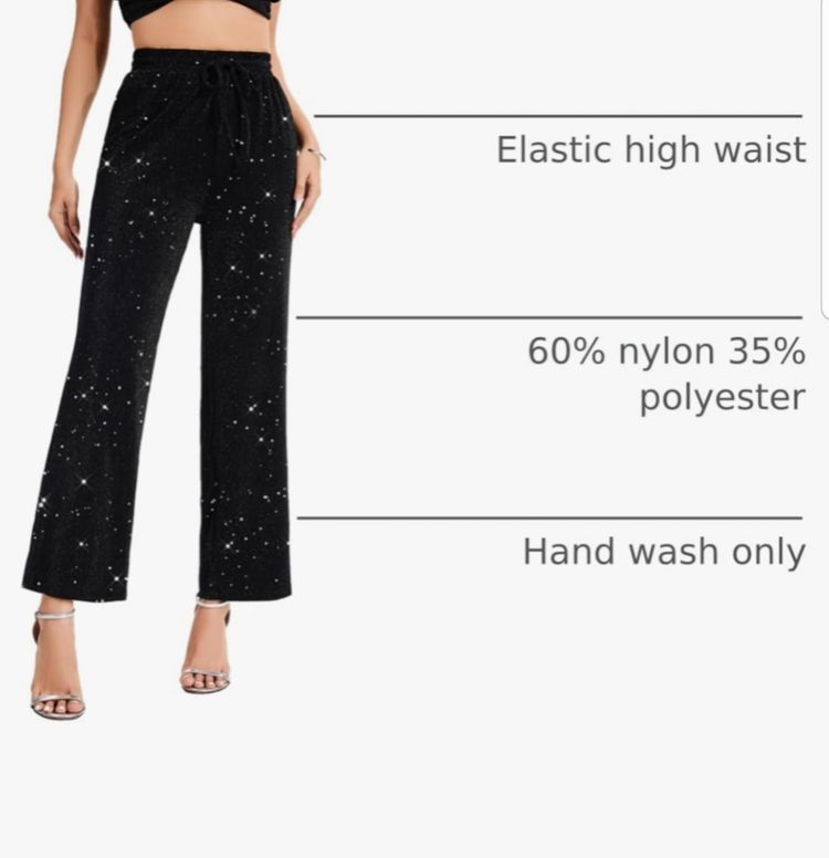 Immagine di Black Glitter Wide-Leg Pants 2