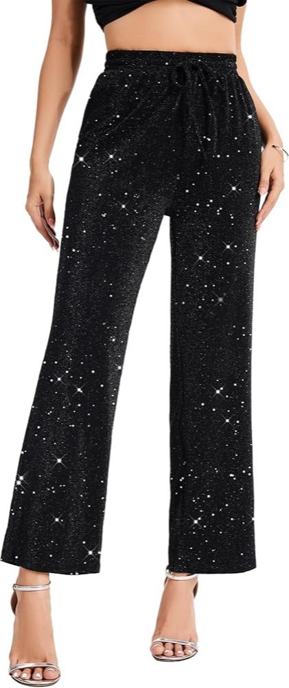 Immagine di Black Glitter Wide-Leg Pants 4
