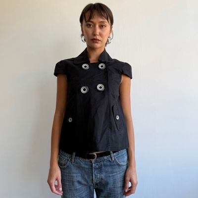 Black short sleeve peacoat - Size M