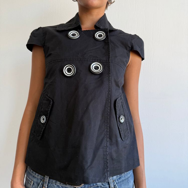 Black short sleeve peacoat - Size M obraz 3