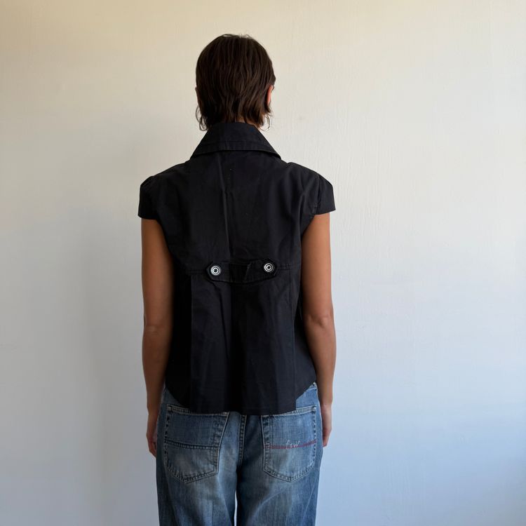 Black short sleeve peacoat - Size M obraz 4