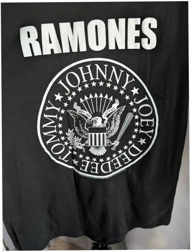 Ramones Black Eagle Logo Graphic Band T Shirt L UK 14 16 image 3