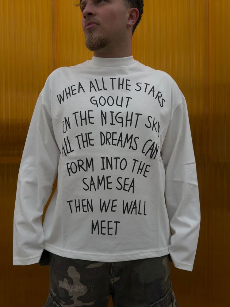 Other White Long Sleeve Shirt With Black Text Print product image